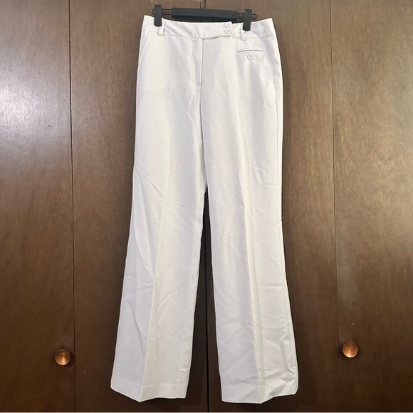 dressbarn White Wide Leg Pants Coastal Office Business Casual Vacation Sz 4 - Picture 2 of 9